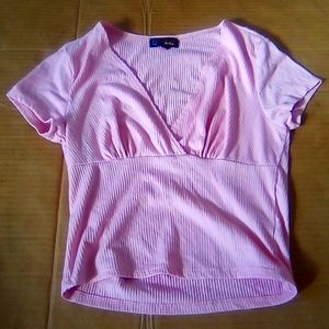 Pink short sleeve shirt with v-neck
